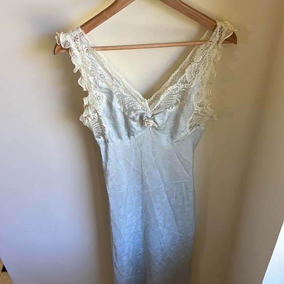 DIOR Vintage Christian Dior blue lingerie floral Nightgown Lace Negligée medium - Picture 2 of 7